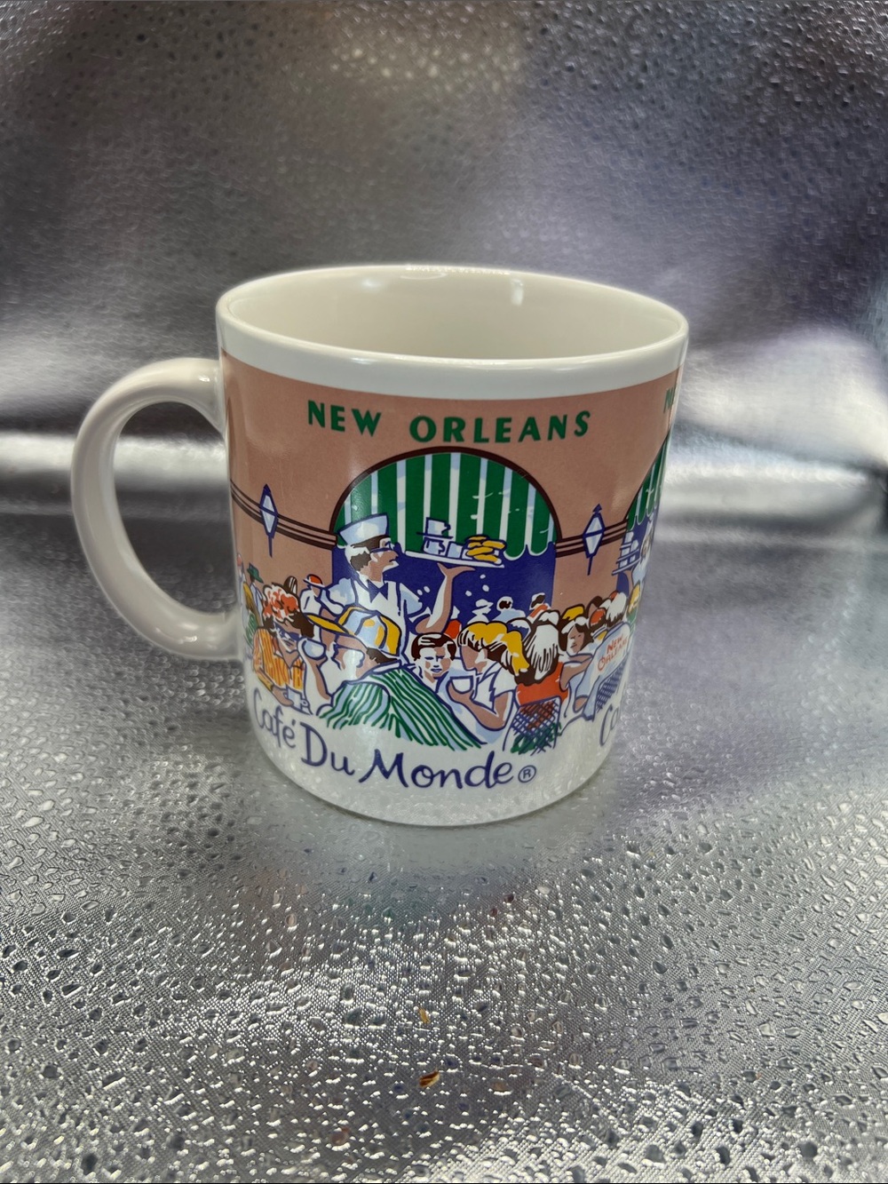 VTG New Orleans Cafe’ Du Monde Ceramic Coffee Mug - White with Multicolor Design
